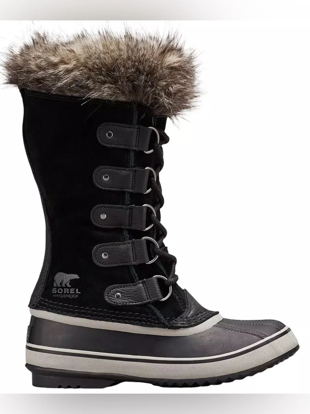SOREL Joan of Arctic Waterproof Winter Boots 10.5 black tall fur lined lace up
